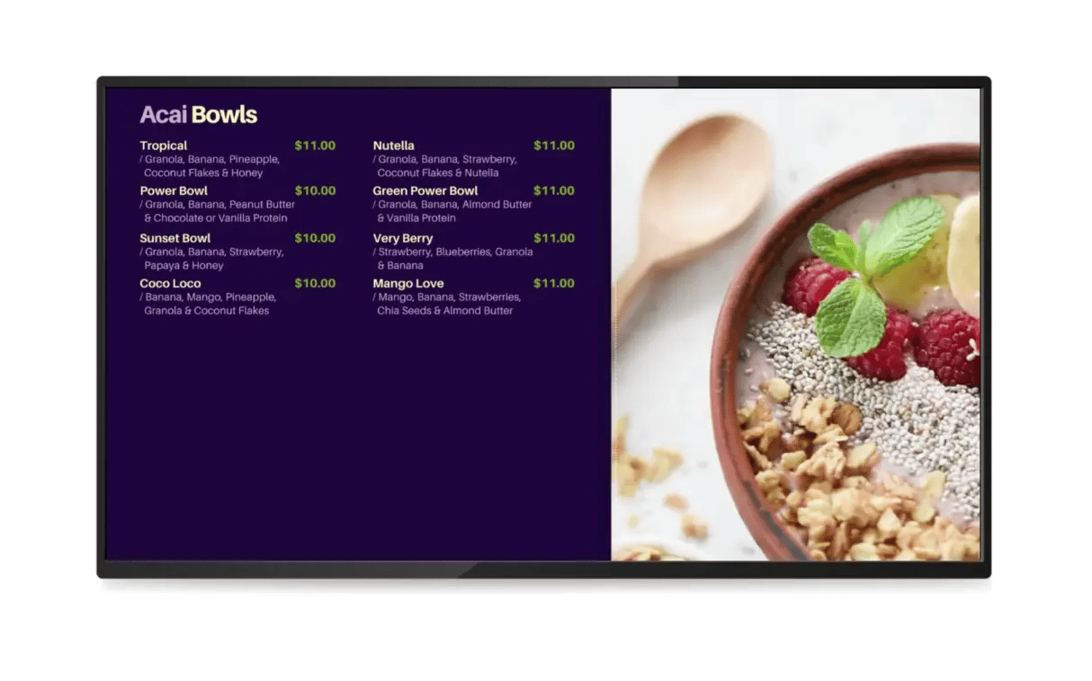Dynamic Menu for Café & Smoothie Bar
