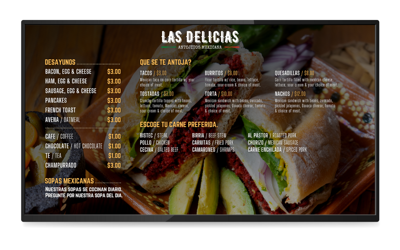 Dynamic Menu for Deli & Restaurant