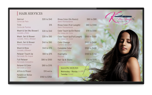 Dynamic Menu for Beauty Salon & Retail